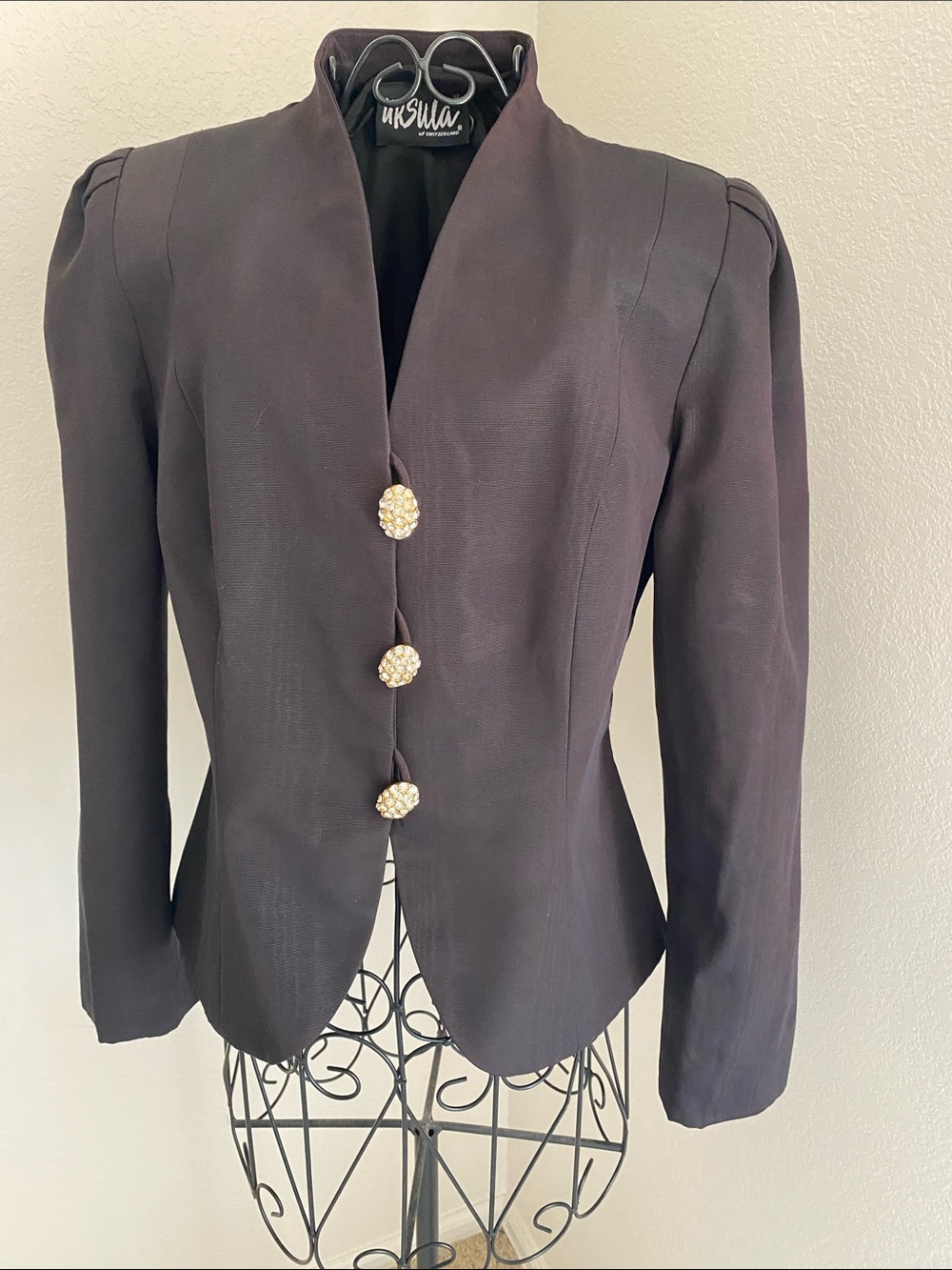 Vintage 1980s Ursula ofSwitzerland Black Tailored Blazer
